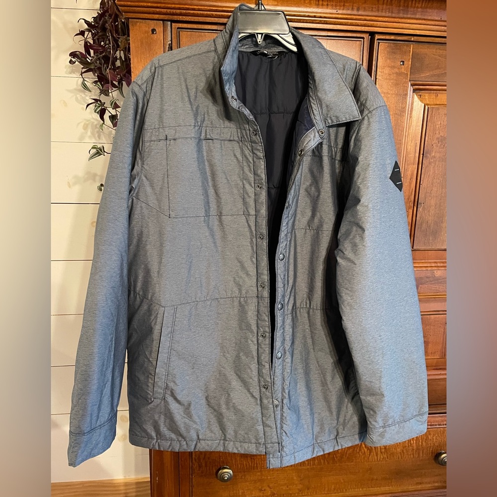 Mens The North face Gray Quilted Jacket Button Front Size Xl Warm Winter